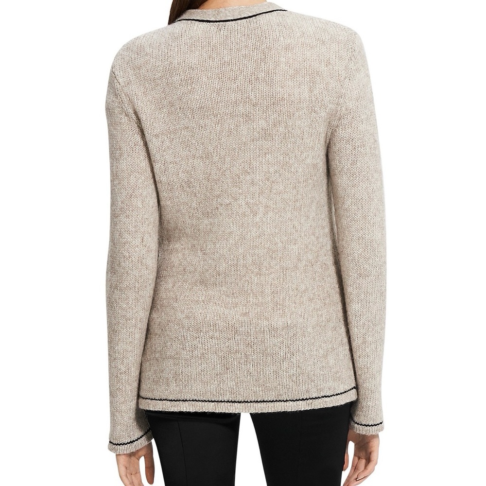 Theory Light Taupe Melange/Black Cardigan Sweater size P (XS) - Picture 2 of 13